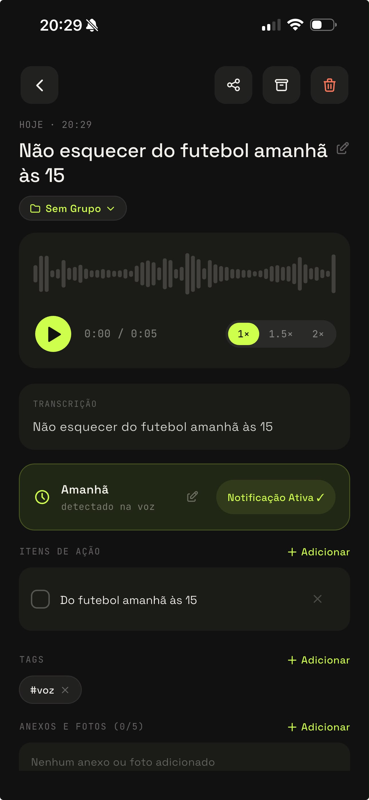 Tela de alarmes